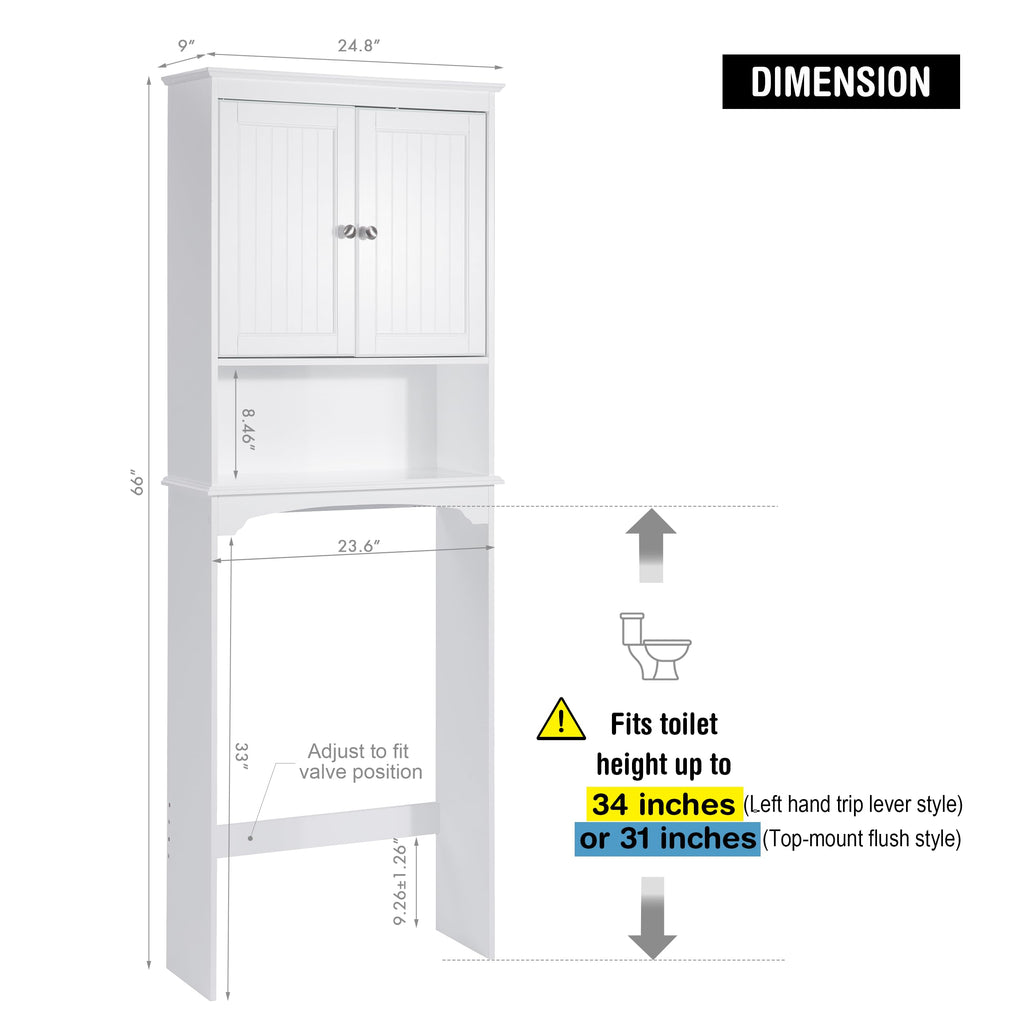 Spirich Over The Toilet Cabinet for Bathroom Storage, Above Toilet Storage Cabinet with Doors and Adjustable Shelves, Espresso