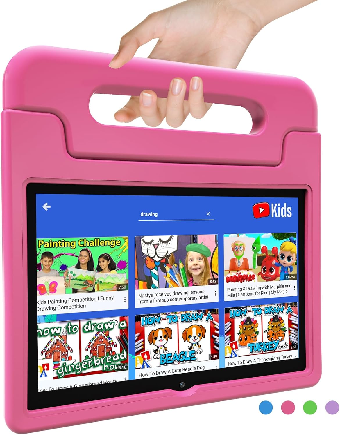 VNEIMQN 10.1 Inch Android 14 Tablet, 64GB Storage, Octa-Core Processor, WiFi Bluetooth, Dual Cameras, Protective Case Pink Included, Support Play Store