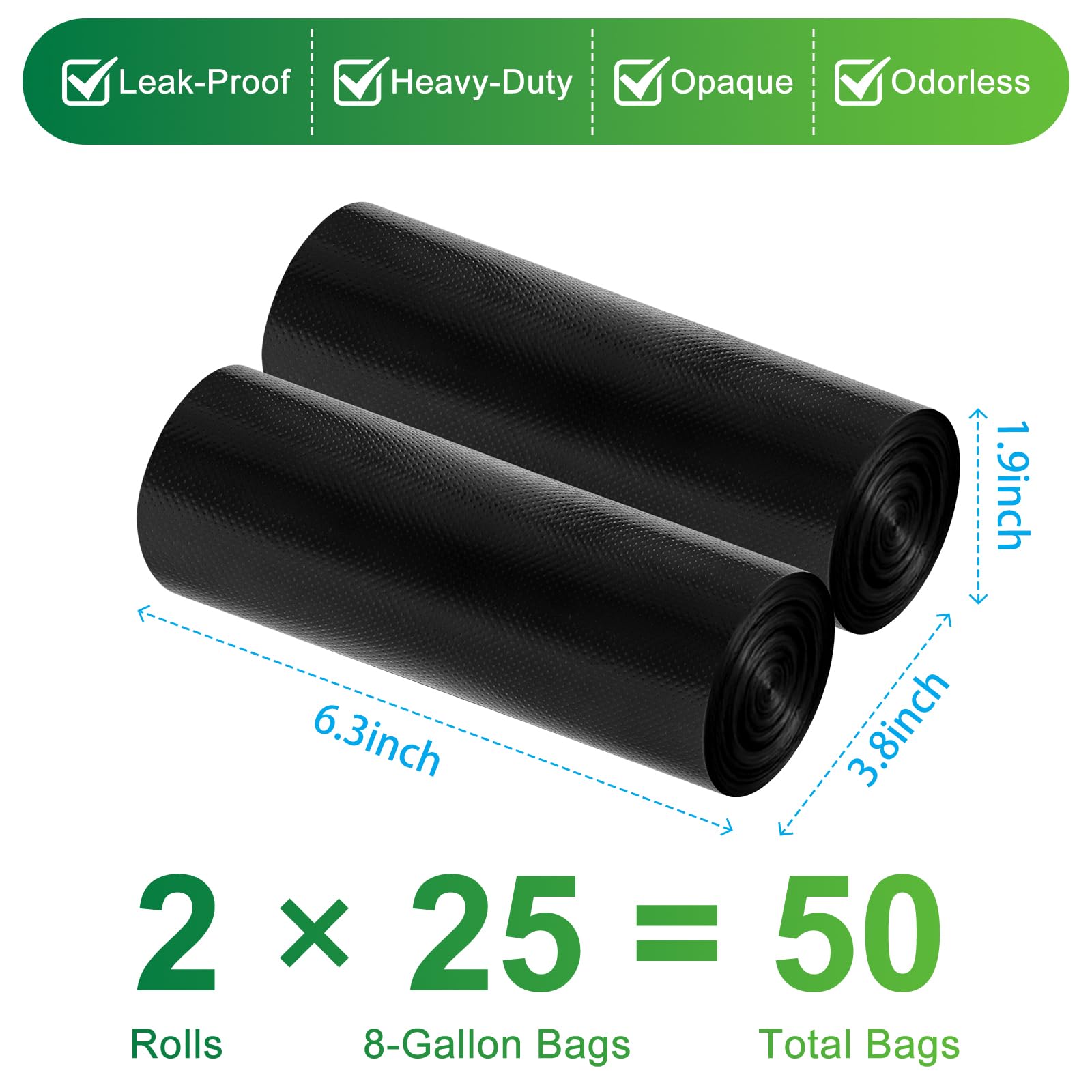 Portable Toilet Bags - 8 Gallon Camping Toilet Bags, Biodegradable Travel Potty Bag for Portable Toilet, Thickened Camp Toilet Waste Bags for 5 Gallon Bucket Toilet, Compostable Trash Bags
