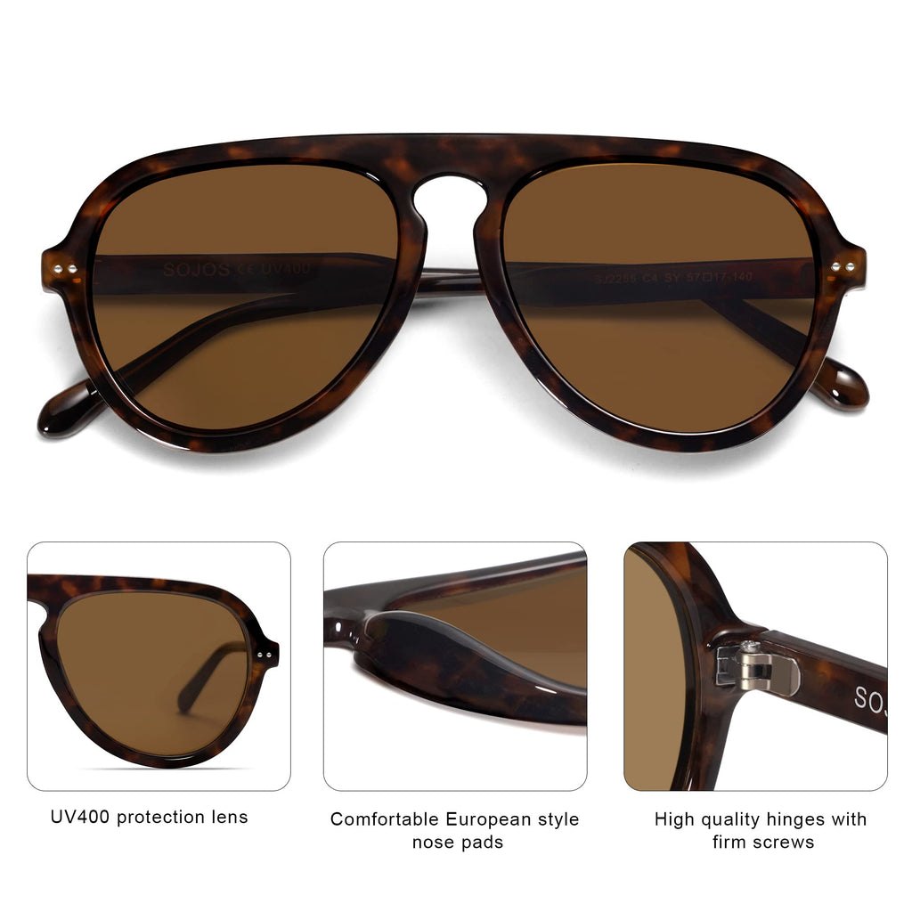 SOJOS Retro Aviator Sunglasses Womens Mens Vintage Plastic Frame Shades Lentes De Sol Para Mujer SJ2255