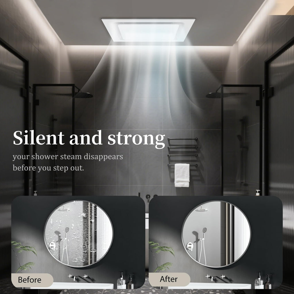 Orsong Bathroom Exhaust Fan 10" Panel Ultra Quiet without Light(8x8 Mount), 110CFM, 4" Duct for Bathroom/Garage/Home