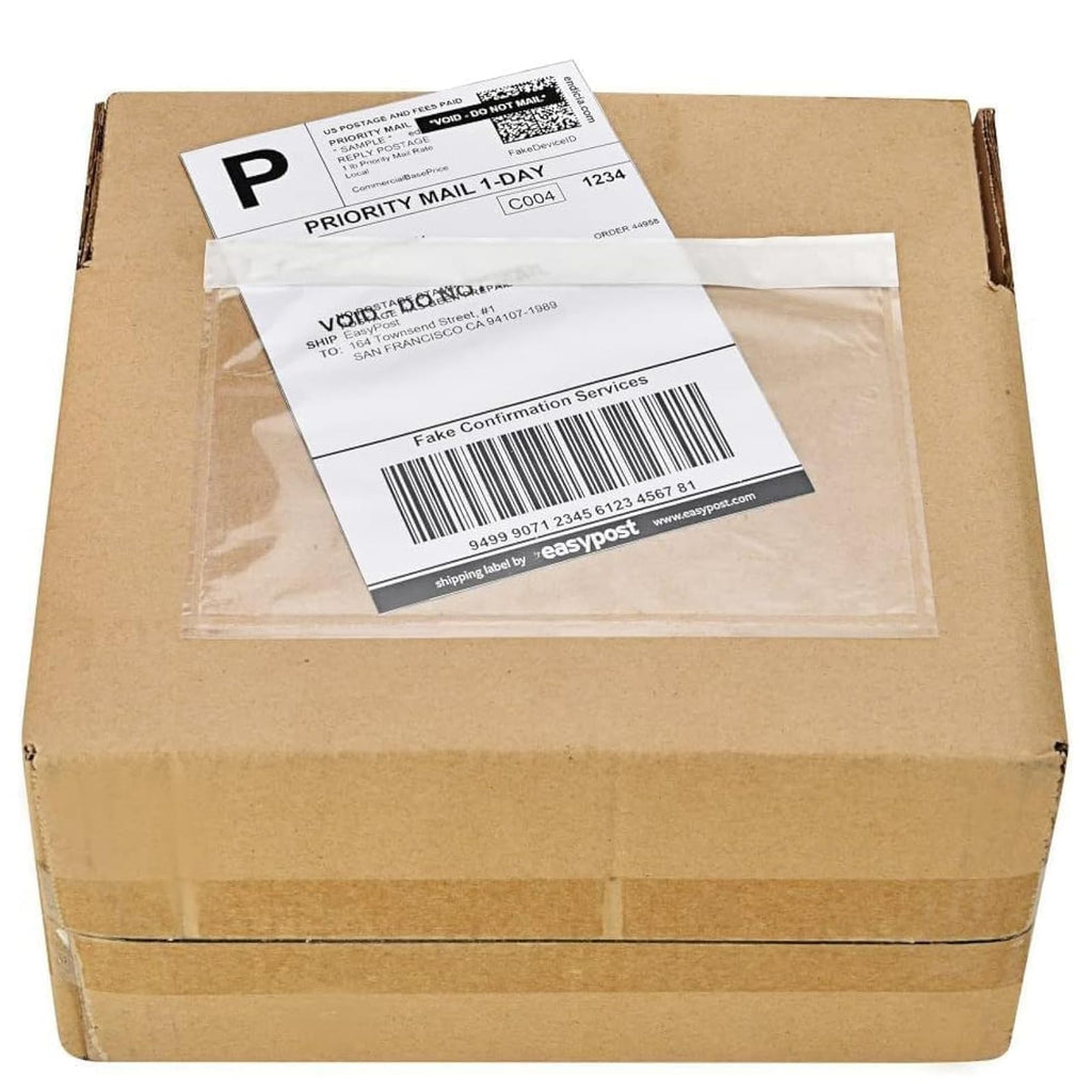 9527 Product 4.5" x 5.5" Clear Adhesive Top Loading Packing List/Shipping Label Envelopes (100 Pack)