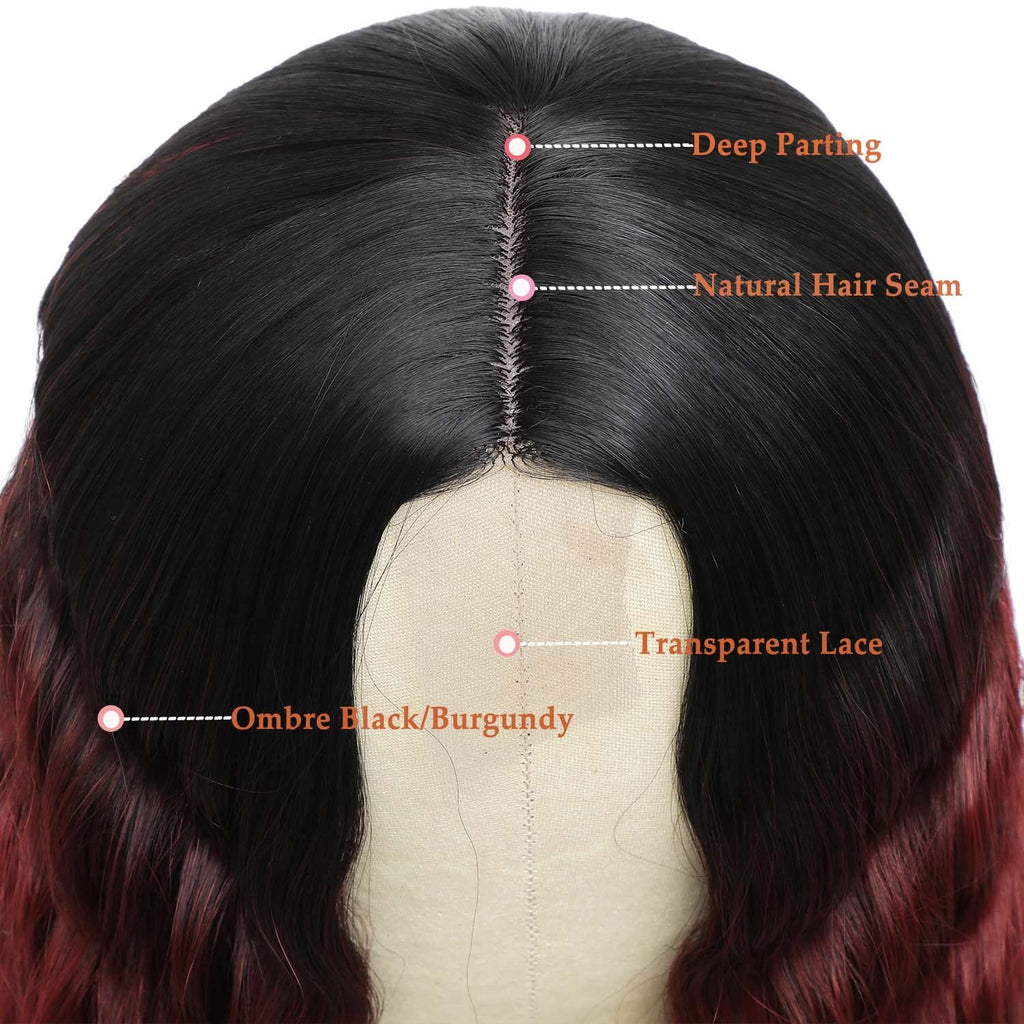 INSTASTYLE 30 Inch Synthetic Curly Wigs for Women Long Black Hair Wig Lace Front 4" Simulated Scalp Natural Loose Deep Wave Crimps Curls Wig As Hair Replacement Wigs 1B