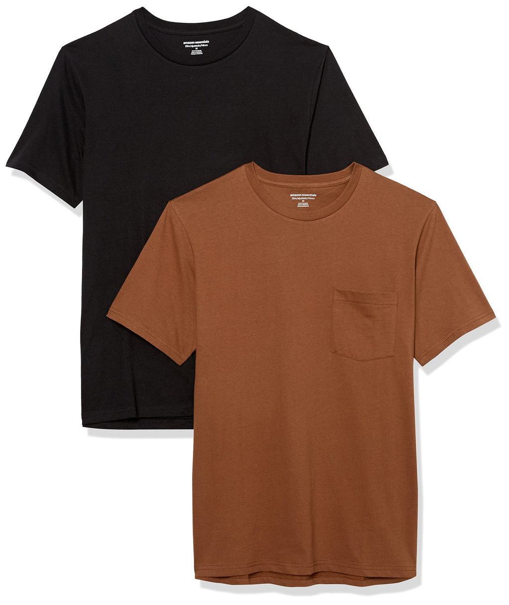 Amazon Essentials Men's Short-Sleeve Crewneck Pocket T-Shirts, Pack of 2