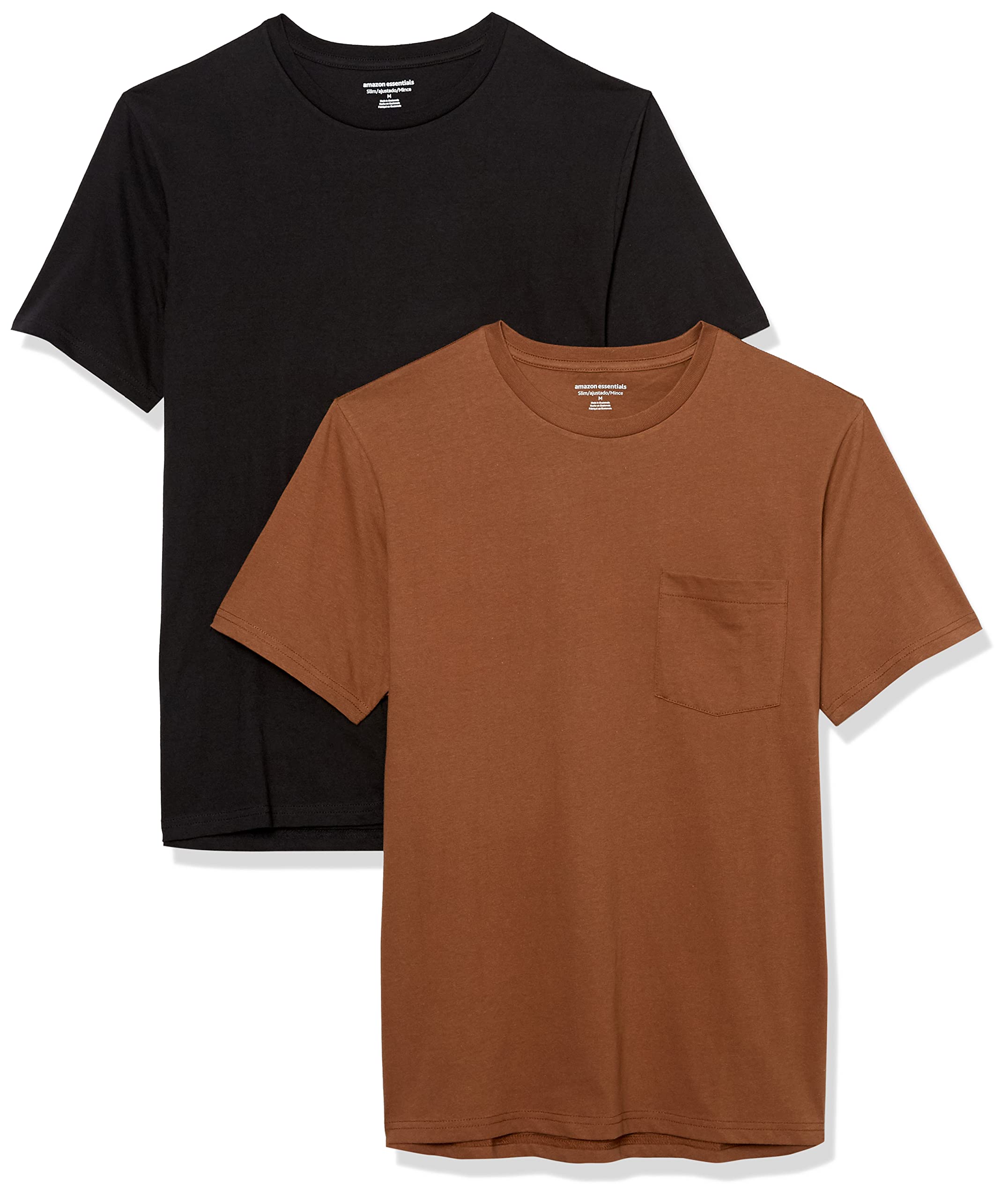 Amazon Essentials Men's Short-Sleeve Crewneck Pocket T-Shirts, Pack of 2