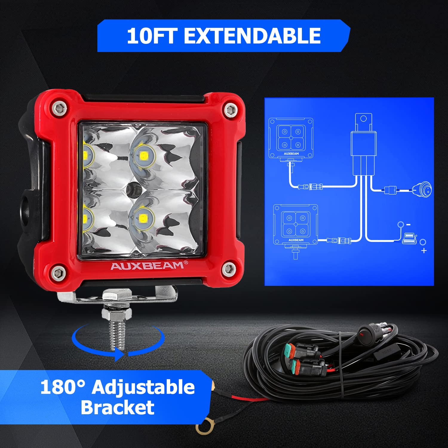 Auxbeam FA Series 3 Inch LED Cubes with DRL 2 Modes Spot Beam Offroad Lights 20W Driving Spotlights A-Pillar Ditch Lights for 4x4 Truck Car ATV Motorcycle, Pair