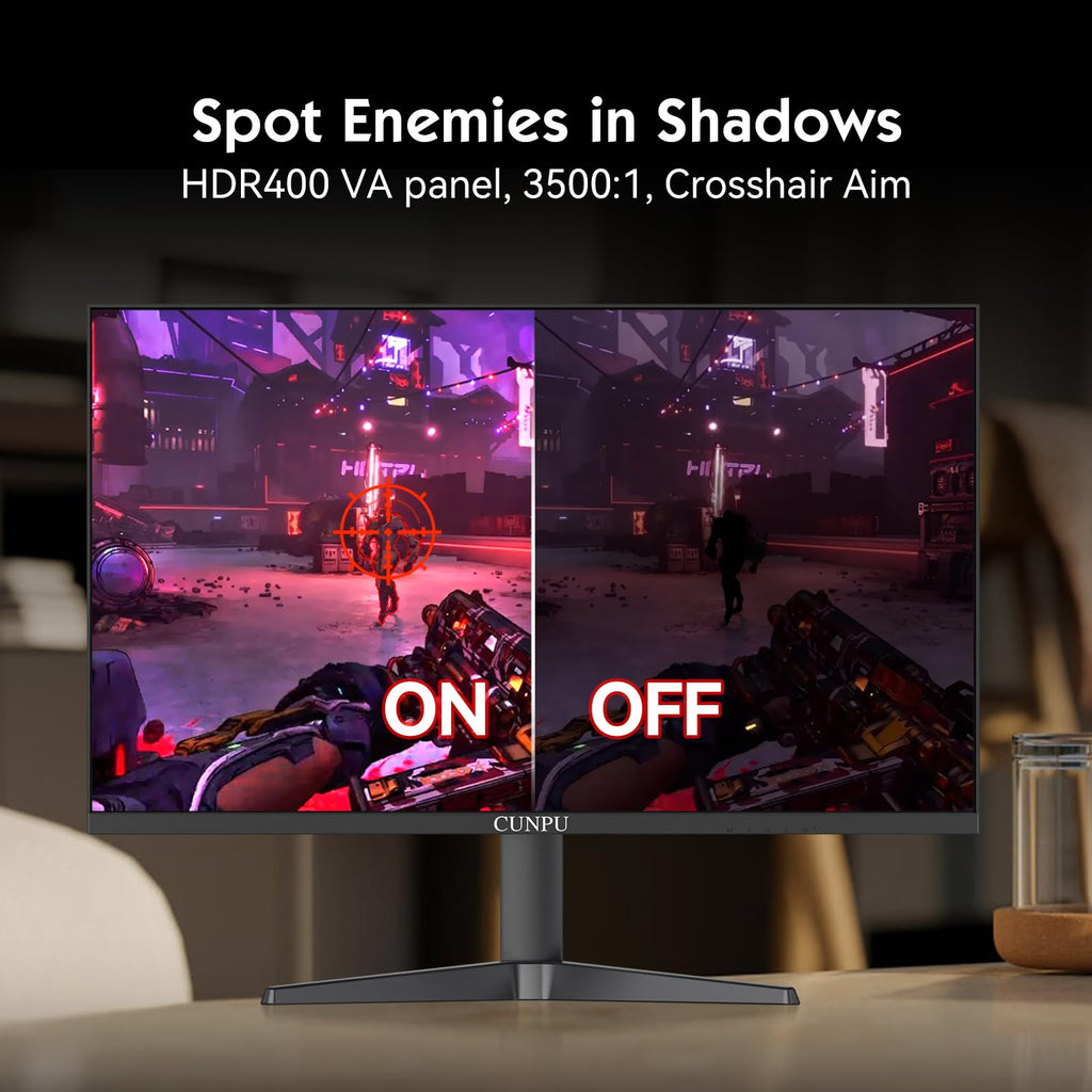 CUNPU 24 Inch 1080P 200Hz Gaming Monitor, FHD Fast IPS Panel, 124% sRGB 1ms HDR Zero-Frame Computer Monitor, Built-in Speaker, HDMI 2.1, DisplayPort 1.4, FreeSync & G-Sync, Tilt, VESA, Eye Care