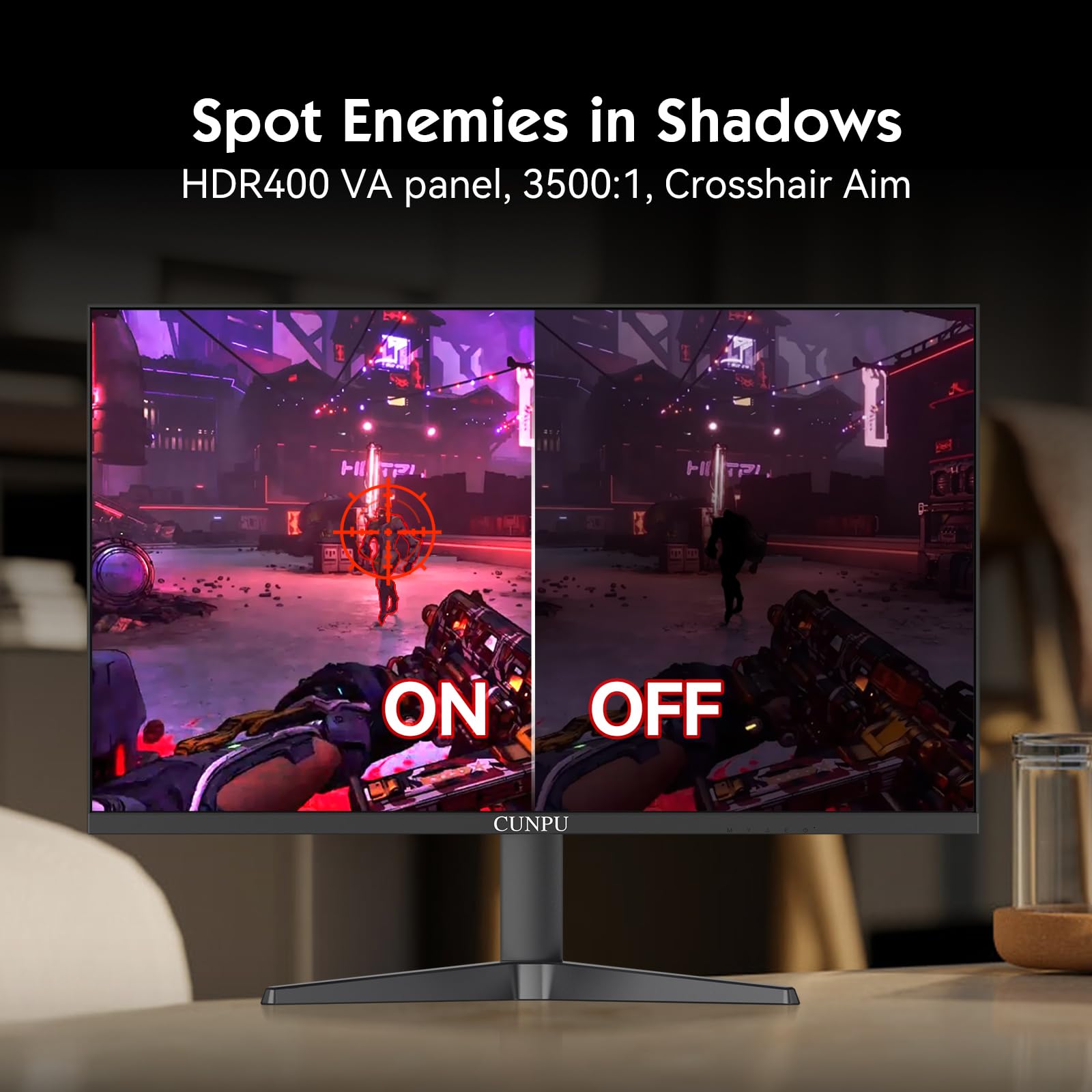 CUNPU 24 Inch 1080P 200Hz Gaming Monitor, FHD Fast IPS Panel, 124% sRGB 1ms HDR Zero-Frame Computer Monitor, Built-in Speaker, HDMI 2.1, DisplayPort 1.4, FreeSync & G-Sync, Tilt, VESA, Eye Care