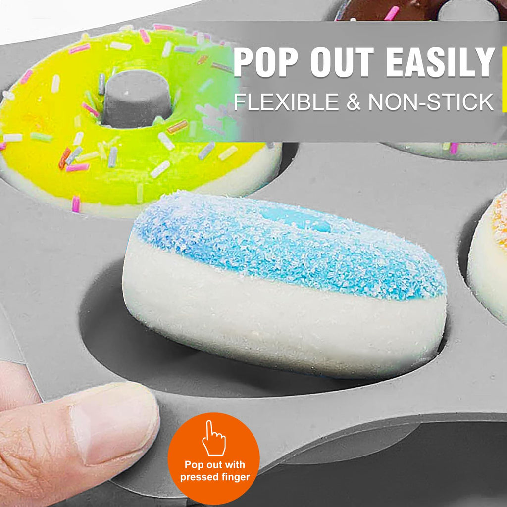 Walfos Donut Pan for Baking - Non-Stick Silicone Doughnut Pan Set, Silicone Donut Mold Heat Resistant, Make Perfect Donut Cake Biscuit Bagels, BPA FREE and Dishwasher Safe, Set of 3