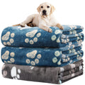 Rezutan 1 Pack 3 Dog Blanket for Large Dogs,41x31 inch for Medium Soft Fluffy Washable Pet Cat Blankets,Reversible Elephant & Paw Print for Dog Kennels & Beds, Sofas, Blue