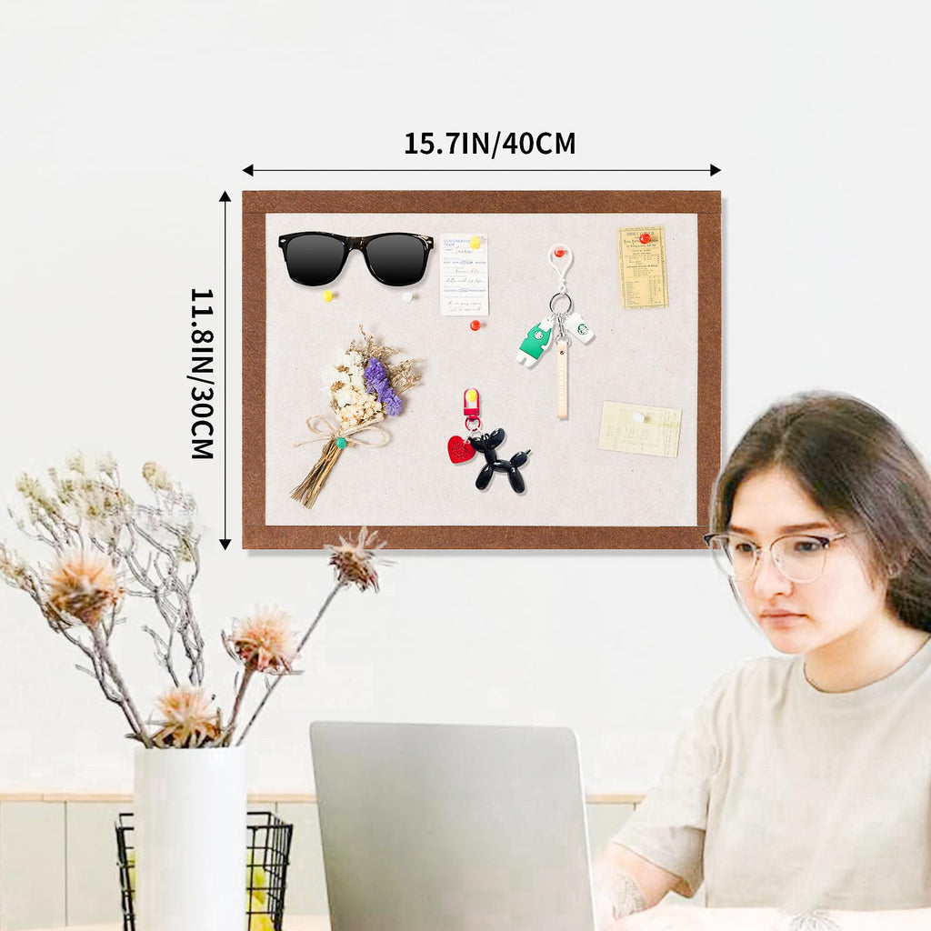 Felt Bulletin Board, 15.7''X 11.8'' corkboard Pin Board for Bedrooms Offices Home Wall Decoration, Self Adhesive Cork Board with 35 Push Pins for Paste Notes, Photos, Schedules (2 Pack)