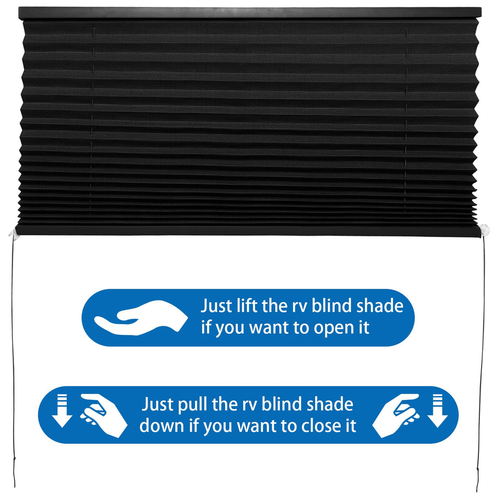 NOVINO RV Blinds Shades for Camper Window,RV Shades Pleated Camper Blinds for Travel Trailer Motor Coach Motorhome Window-14 W x 24" L