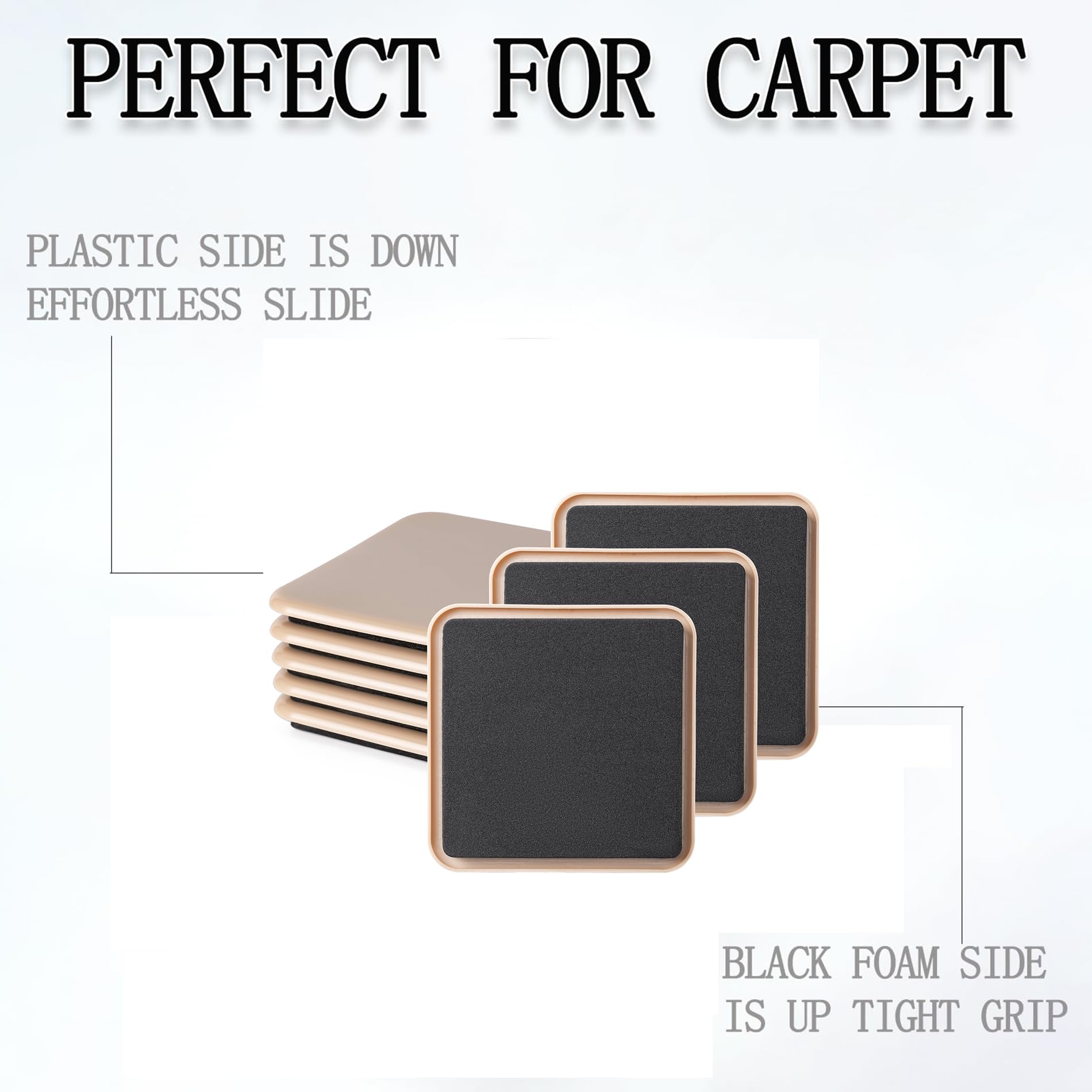 Furniture Sliders, Furniture Sliders Pads for Hardwood Floors, Chair Legs Floors Protectors, Reusable Round Glides Glider, Heavy Duty Furniture Movers Sliders (8 Pcs, 3 1/2inch，Coffee)