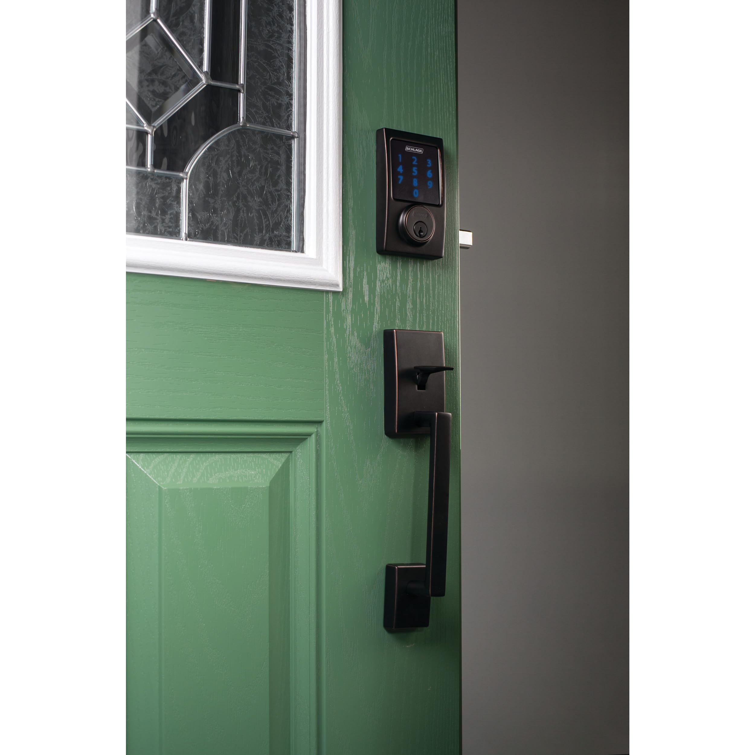 Schlage Connect Smart Deadbolt Lock with Touchscreen Keypad, Keyless Front Door Entry, Z-Wave Plus Compatible, Aged Bronze, BE469ZP CEN 716