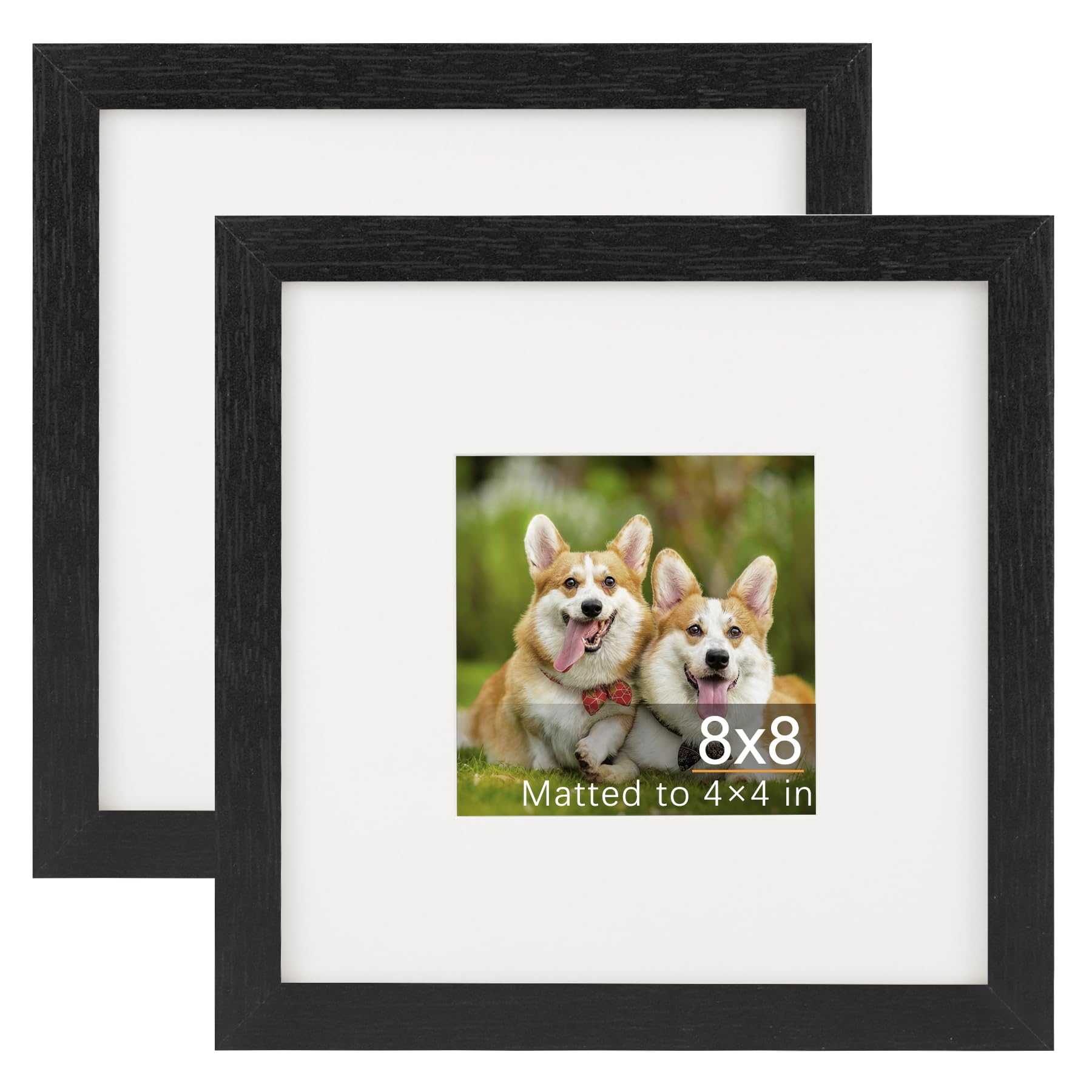 TOFOREVO Picture Frames 4x4 Set of 2 Black Wood Grain Photo Frame for Gallery Wall Mounting or Tabletop Display