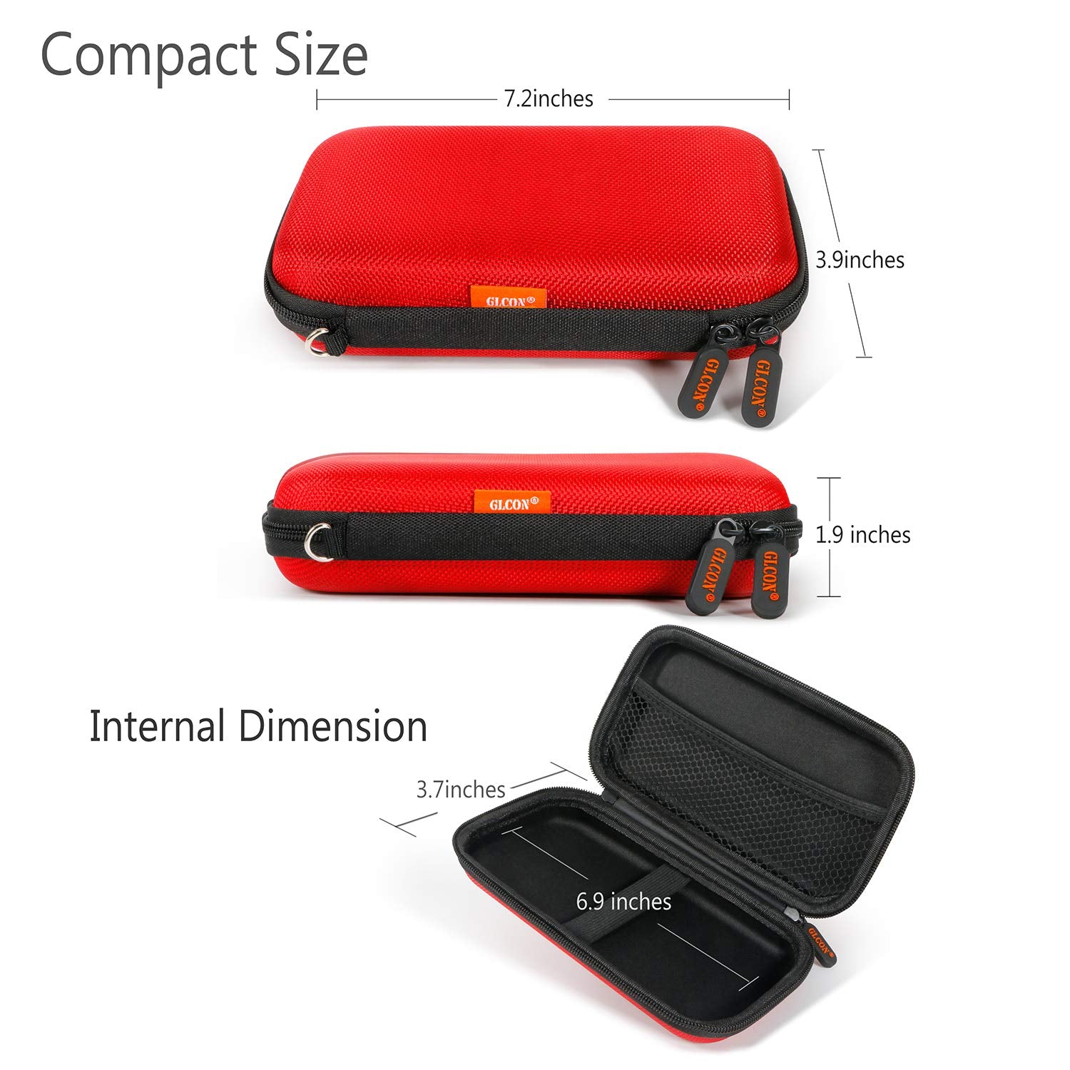 External Hard Drive Case - GLCON Shockproof EVA Carrying Case for WD My Passport Element Seagate Expansion Backup Toshiba 1TB 2TB 4TB - High Protection Portable Travel Electronic Power Bank Bag