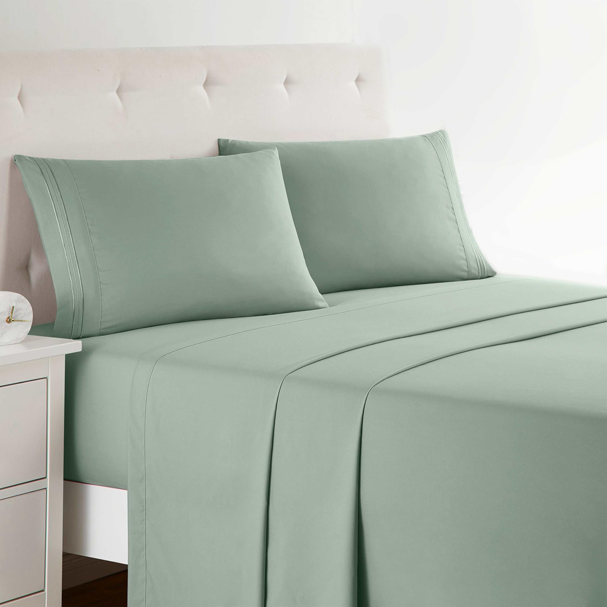 Clara Clark Bed Sheets, Premier 1800 Series 4 Piece Bed Sheet Set, Deep Pocket, Wrinkle, Fade, Stain Resistant, Luxury Soft Bedding Sheets & Pillowcases, Twin, Beach Blue
