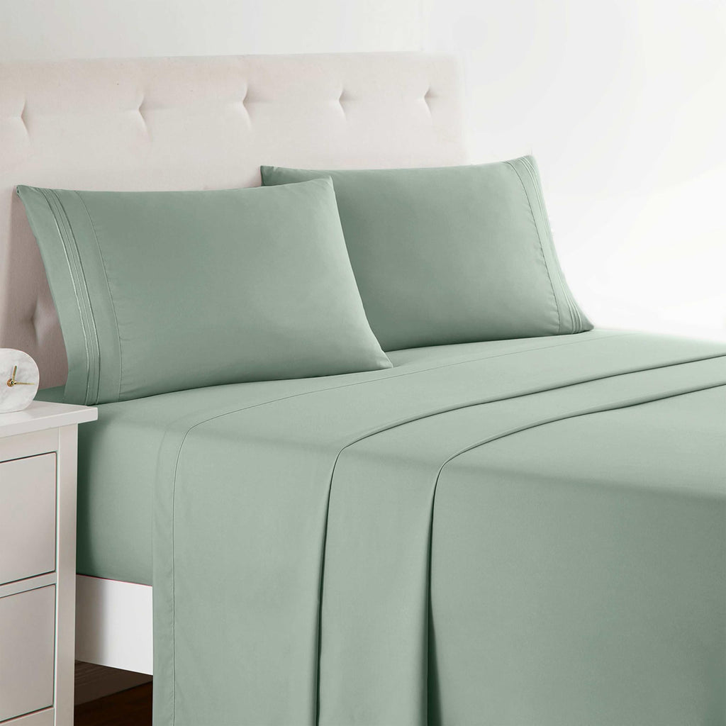 Clara Clark Bed Sheets, Premier 1800 Series 4 Piece Bed Sheet Set, Deep Pocket, Wrinkle, Fade, Stain Resistant, Luxury Soft Bedding Sheets & Pillowcases, Twin, Beach Blue