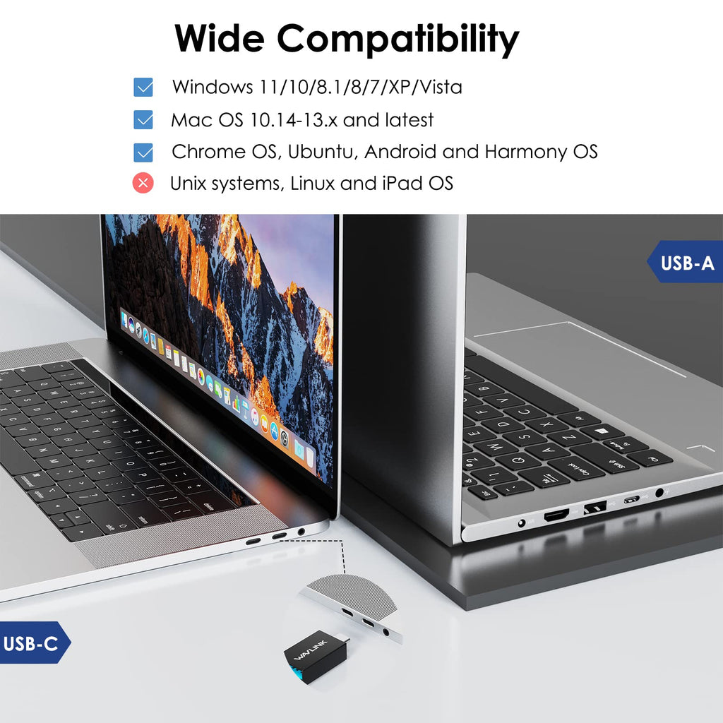 WAVLINK USB Laptop Docking Station Dual Monitors, DisplayLink Laptop Dock for M1-M5 Mac/MacBook Neo, Windows, ChromeOS(HDMI & HDMI/DVI, 6xUSB Ports, LAN, Audio)