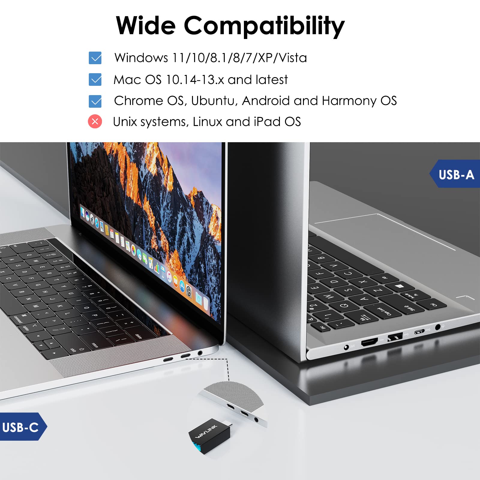 WAVLINK USB Laptop Docking Station Dual Monitors, DisplayLink Laptop Dock for M1-M5 Mac/MacBook Neo, Windows, ChromeOS(HDMI & HDMI/DVI, 6xUSB Ports, LAN, Audio)