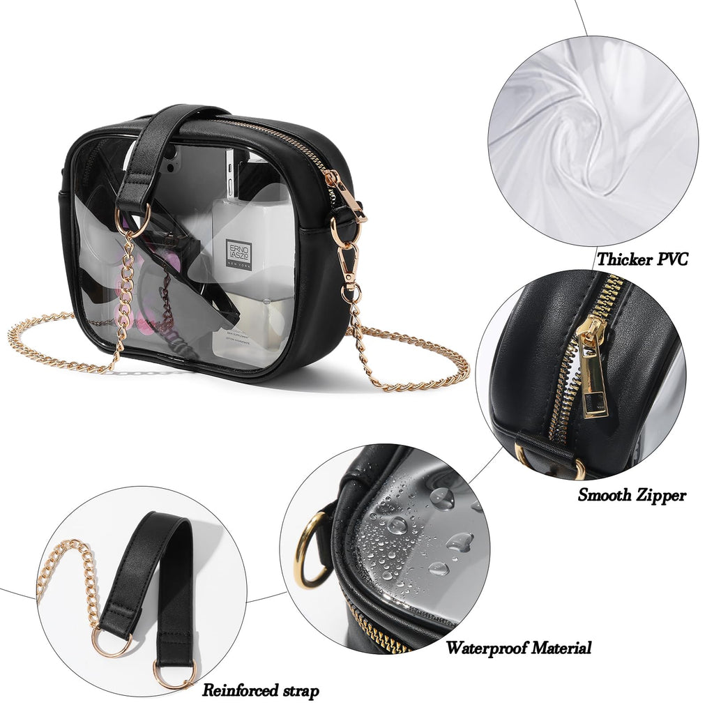 TOBVZOO Clear Bag Stadium Approved, Crossbody Transparent Bag for Concerts Sports Events, Purses for Men & Women