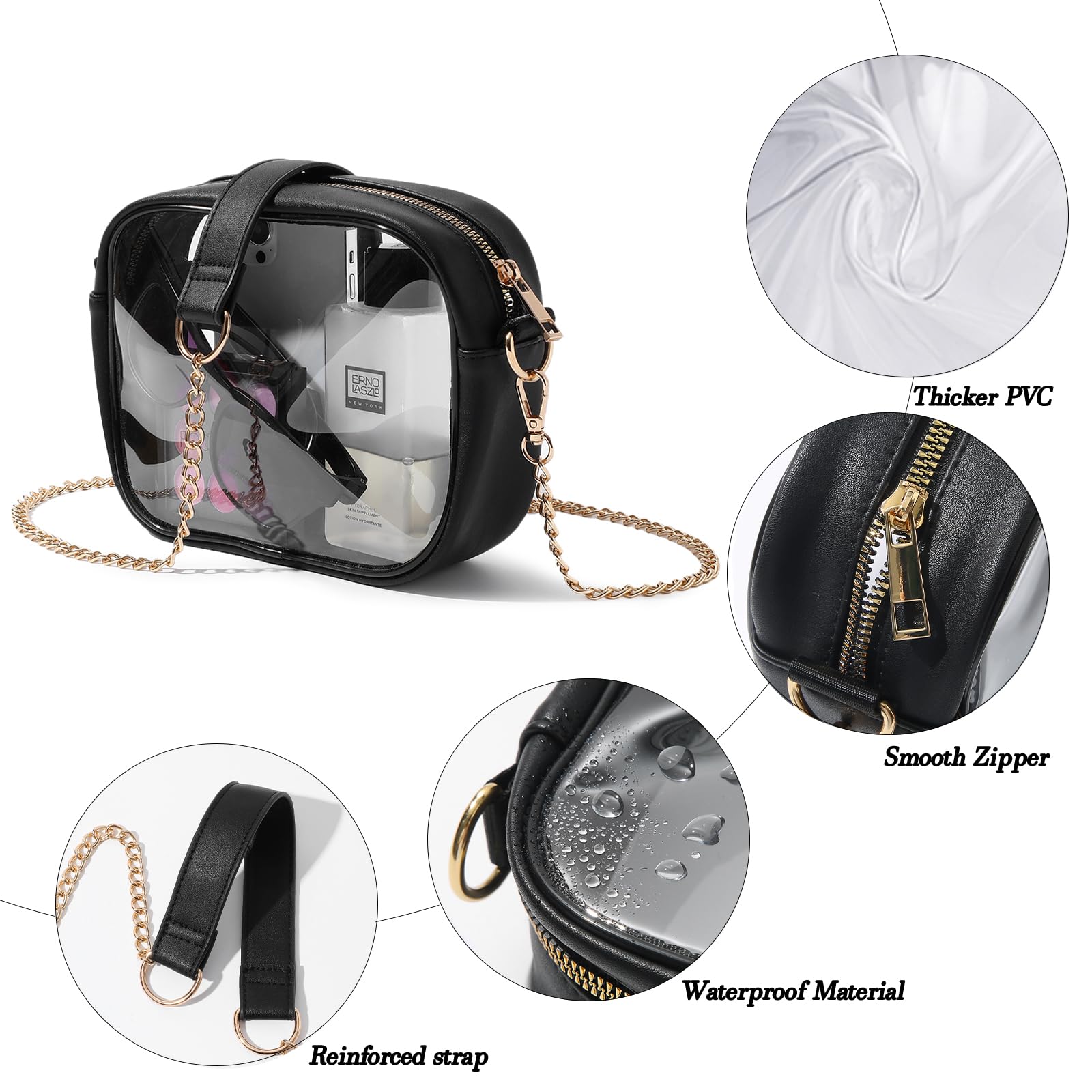 TOBVZOO Clear Bag Stadium Approved, Crossbody Transparent Bag for Concerts Sports Events, Purses for Men & Women