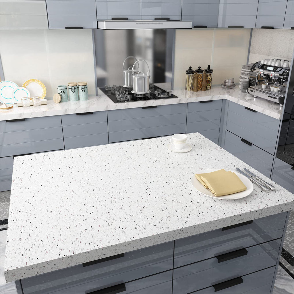 VEELIKE 15.7''x118'' Granite Contact Paper for Countertops Waterproof Self Adhesive Granite Wallpaper Peel and Stick Countertops for Kitchen Bathroom Counter Top Removable Decorative Vinyl Film