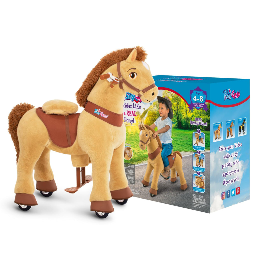 PonyCycle Ride on Toys Riding Black Horse Toys No Battery Required (with Brake/ 30" Height/Size 3) Pony Rider Walking Animals Rocking Horse Ride on Horse for Kids Riding Toys E338