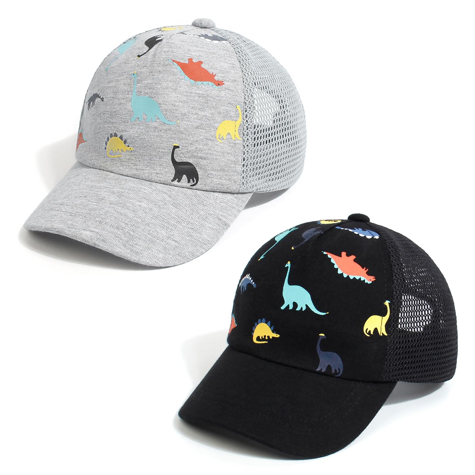 Duoyeree Toddler Baseball Cap Baby Cap Sun hat Print Dinosaur Pattern and Solid Color hat Kids boy Girl Age 0-8t