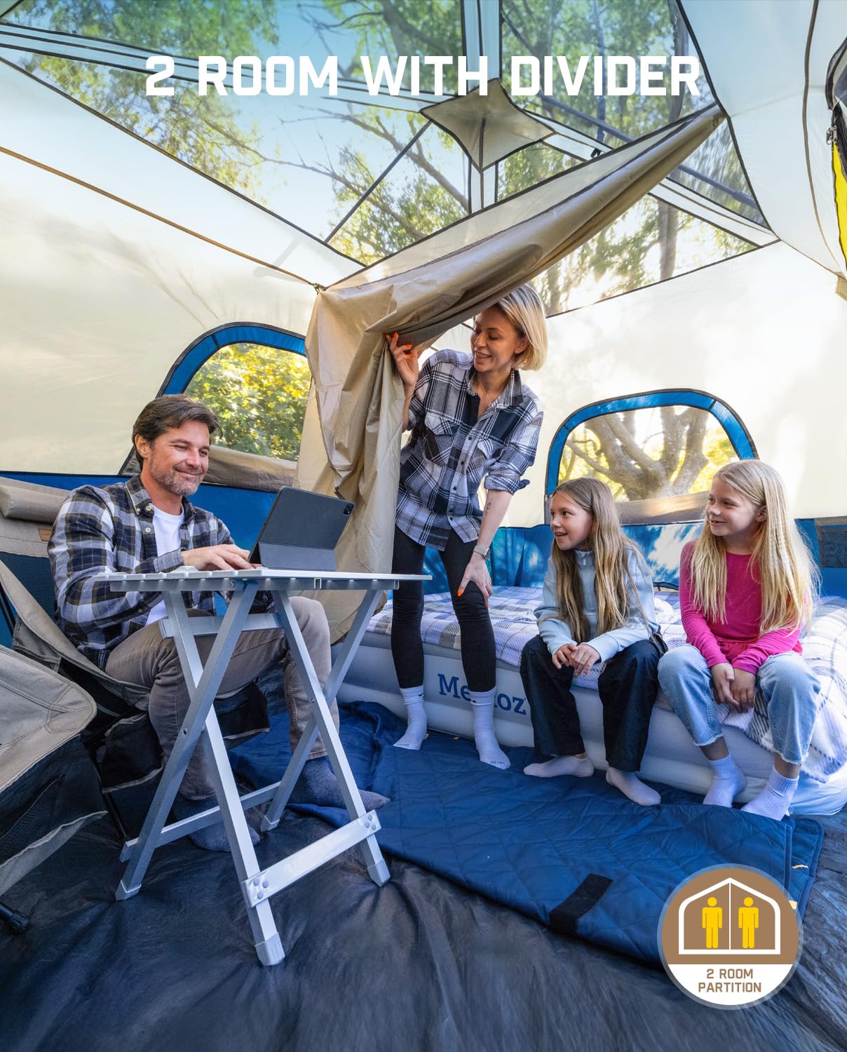 FanttikOutdoor Camping Tent 4/6/8/10 Person Instant Cabin Tent Setup in 60 Seconds with Rainfly & Windproof Portable with Carry Bag for Family Camping & Hiking, Upgraded Ventilation, Navy Blue