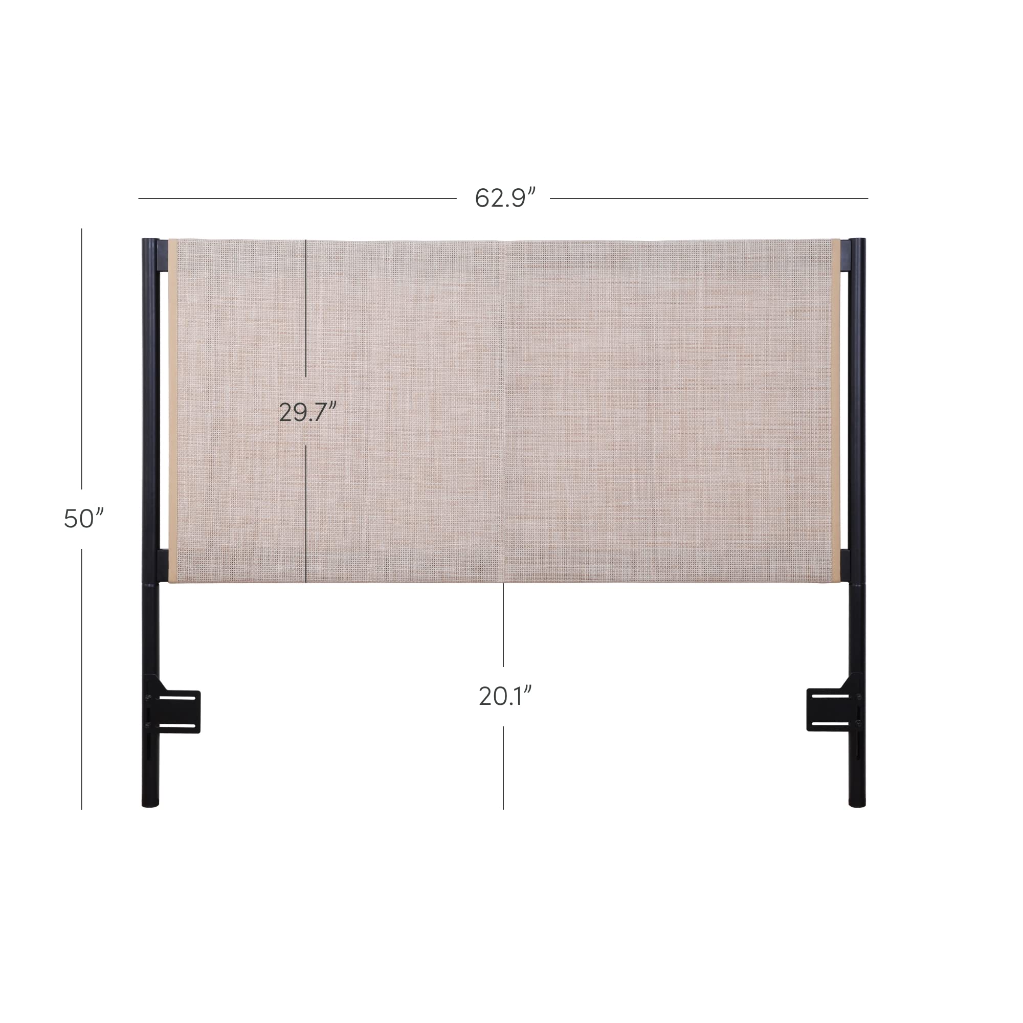 Nathan James Harlow Modern Wall Mount Hanging Headboard, Queen, Brown Faux Leather