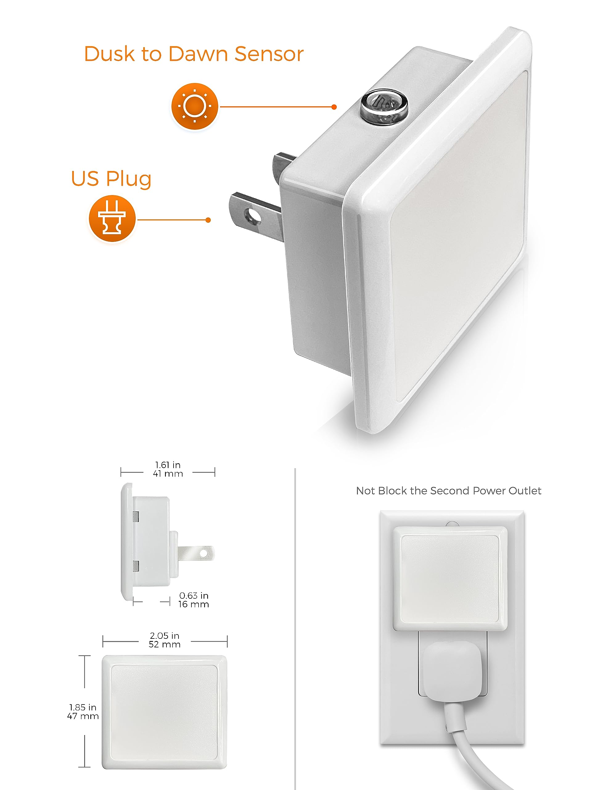 L LOHAS LED Night Light,Night Lights Plug into Wall, [6-Pack] Plug in Night Light, Dusk-to-Dawn Sensor, 3000K Soft White 0.3W Bright Nightlight Auto-On/Off for Adults Kids Bedroom Bathroom Hallway