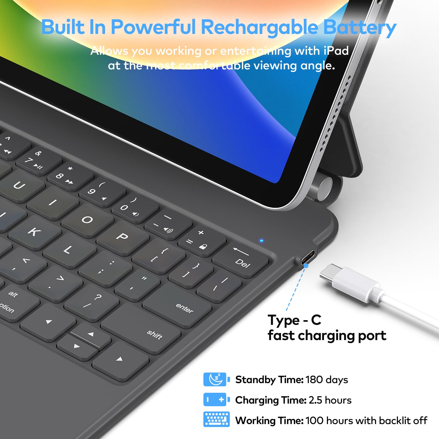 runelk Keyboard Case for iPad 10th Generation 2022 & 11th (A16, 2025) – Magic-Style Keyboard with Multi-Touch Trackpad – Floating Cantilever Stand – Magnetic Case for iPad 10.9 inch 10th / 11th Gen.