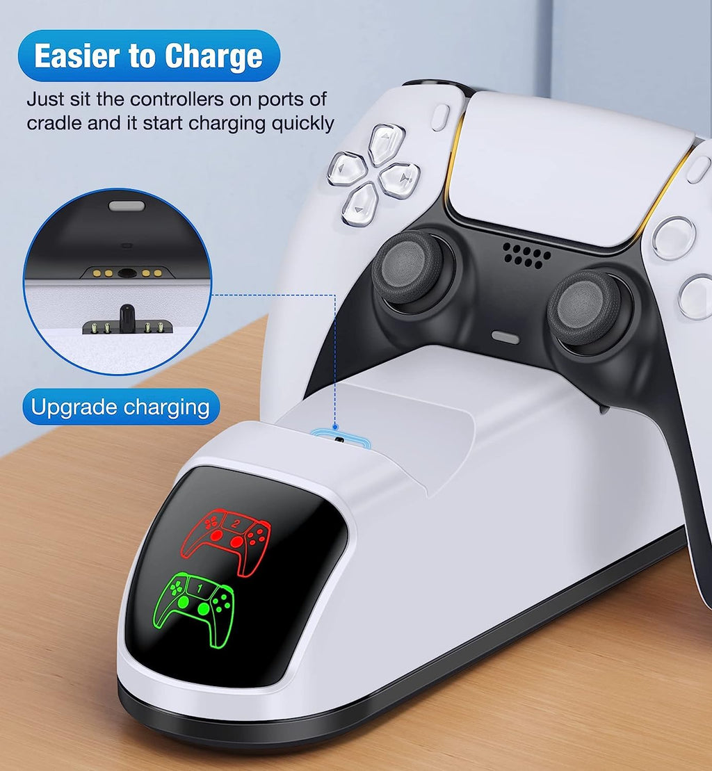 Controller Charging Station for PlayStation 5 Dualsense Controller with Dual Stand Charger Dock, Upgrade Charger for PS5 Accessories Fast Charging Cable, Charging Station Black for PS5