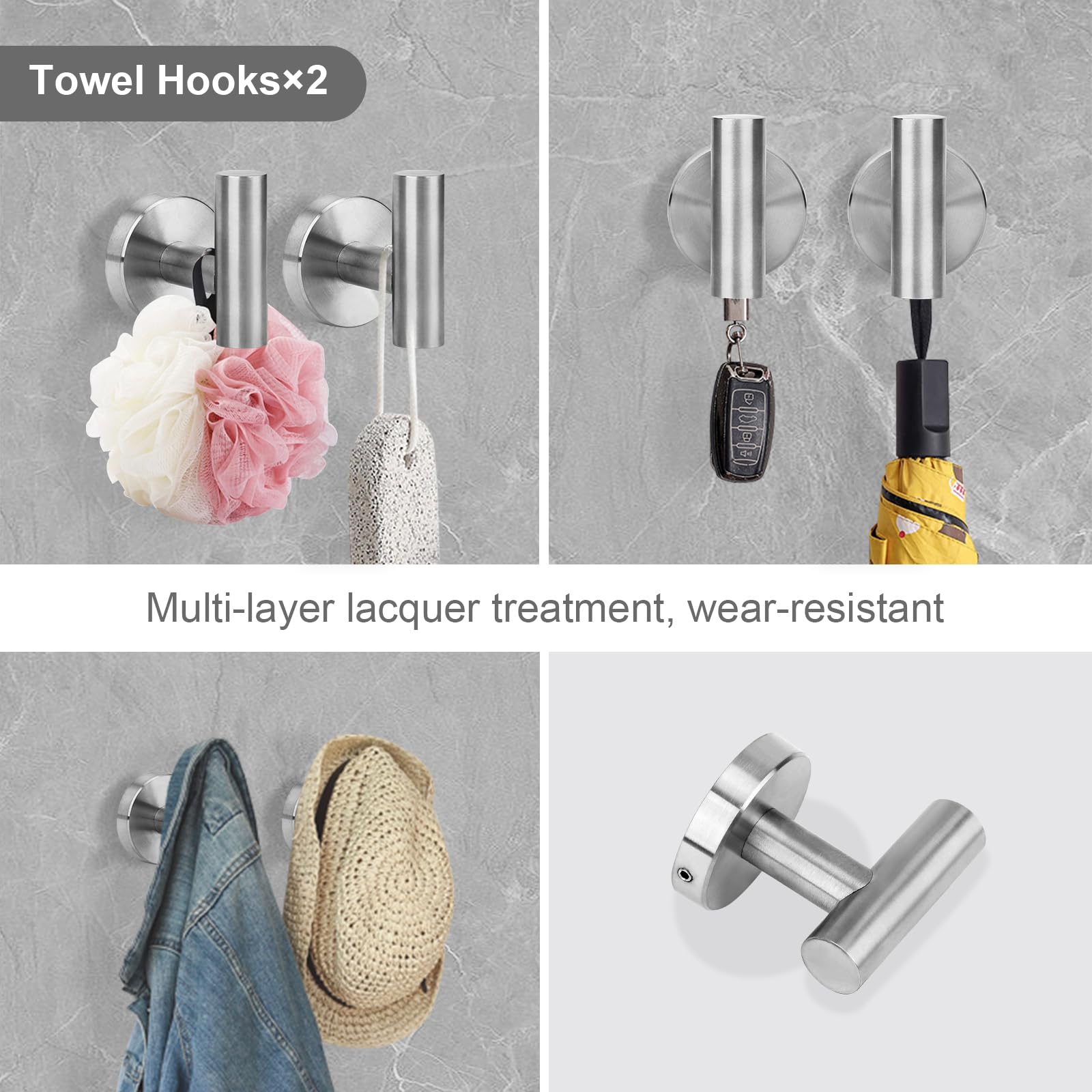 Brushed Gold Bathroom Hardware Accessories Set 5 Piece, Stainless Steel Bath Towel Bar Set 24 Inch,Toilet Paper Holder,Towel Ring Holder,Towel Rack Set,Gold Bathroom Accessories Kit