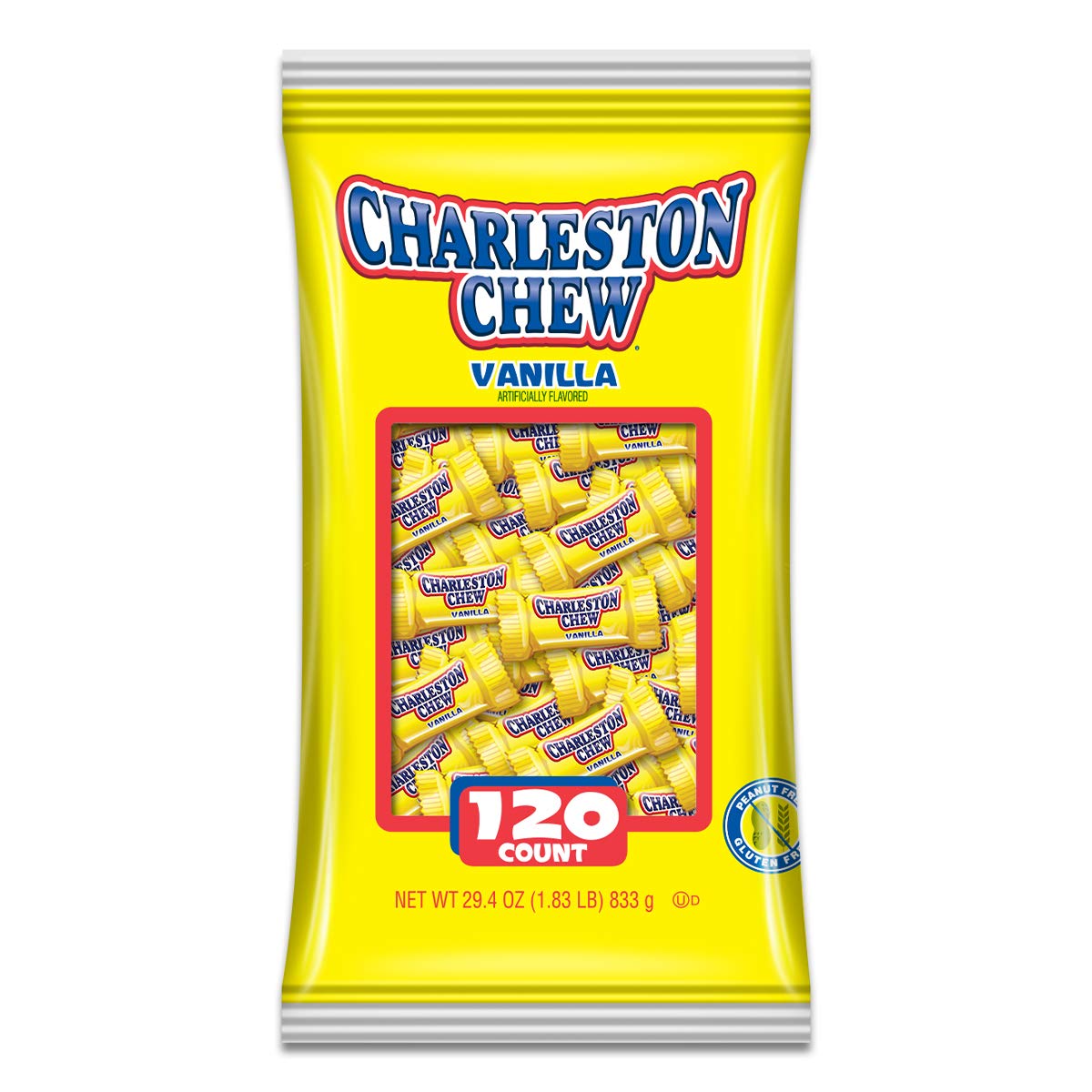 Charleston Chew Chocolate Coated Chewy Nougat Bars - Peanut Free, Gluten Free - Individually Wrapped Old Fashioned Chocolate Candy - Vanilla, Pack of 120