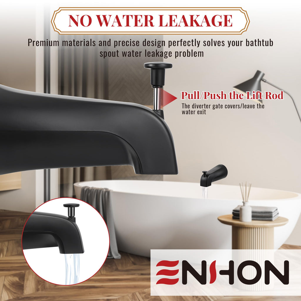 Enhon Slip on Tub Spout with Diverter, Compatible with American Standard 8888026.002 Tub Spout, Bathroom Bathtub Faucet, Fits 1/2 Copper Water Tube(5/8 Dia), 5/32 Hex Wrench(Brushed Nickel,1)