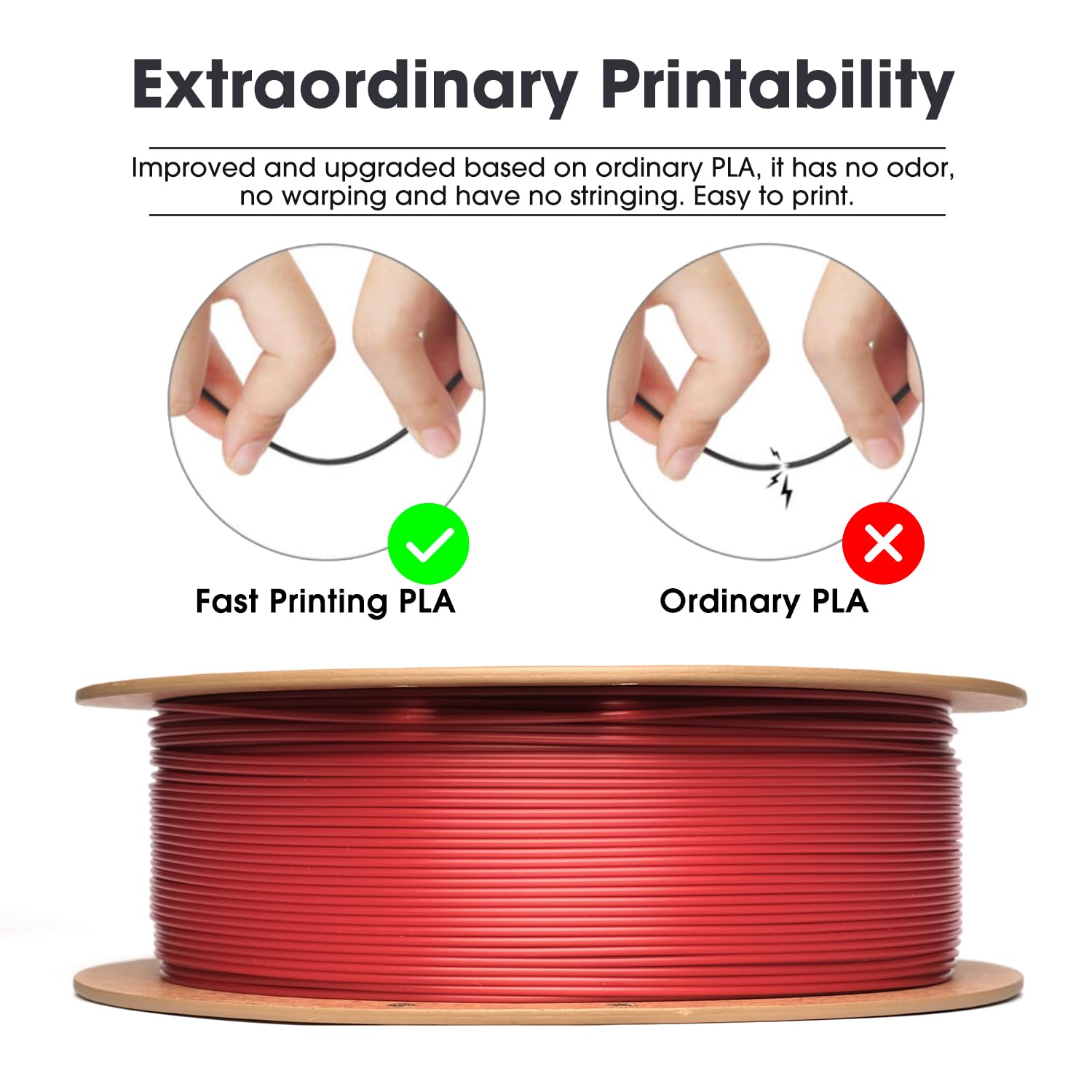 eSUN 10KG Bulk PLA Basic Filament 1.75mm, Black, 10 Spool Pack (1KG/Spool) High Speed PLA Bundle, 3D Printing Filament for Fast Printing