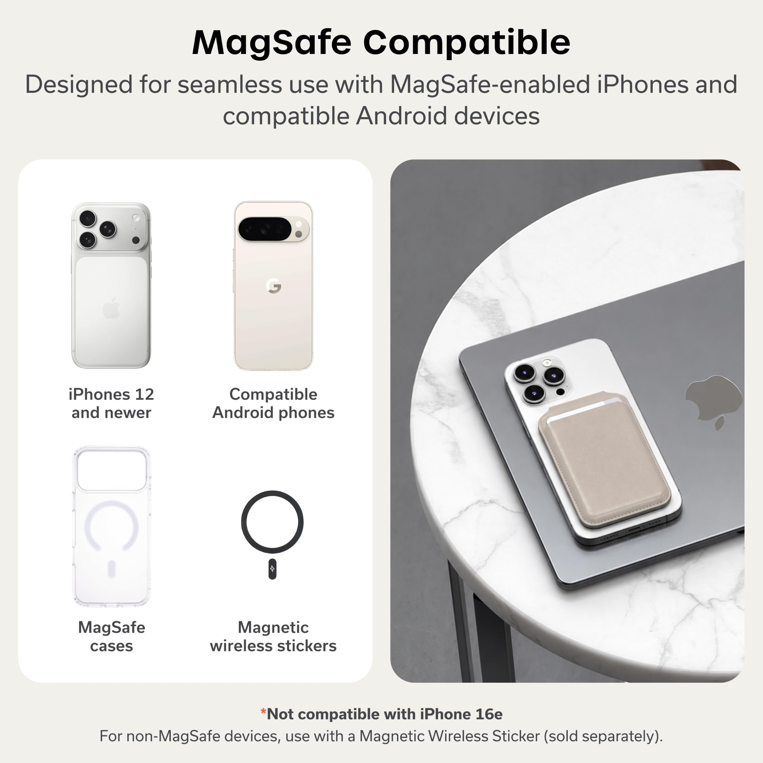Satechi Magnetic Magsafe Wallet, Double Flap Stand Card Holder, 4 Slots with Front NFC Pass-Through, Adjustable Phone Attachment for iPhone 17/16/15/14/13/12, Travel Accessory