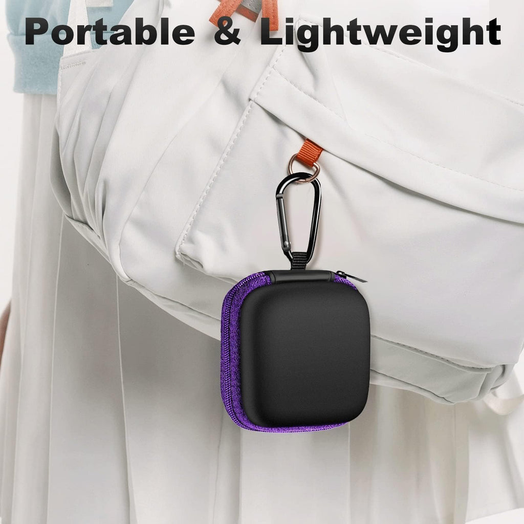 2Pack Oval Earbud Case Portable EVA Carrying Case Storage Bag Cell Phone Accessories Organizer with Carabiner for Earphone, Earbud, Earpieces, SD Memory Card, Camera Chips, Black/Purple