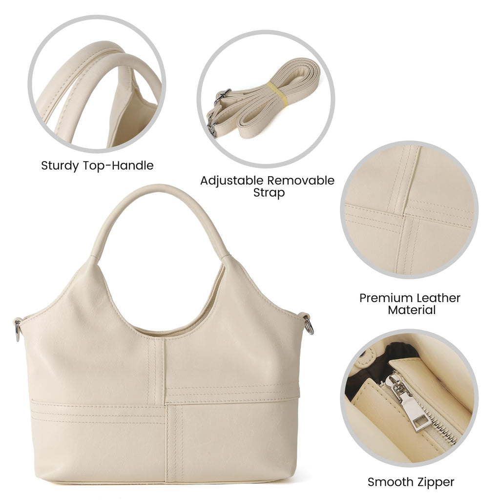 KOGTLA Medium Vegan Leather Purses for Women with Detachable Satchel Strap, Ladies Handbags, Tote Hobo Bags with Two-Handle