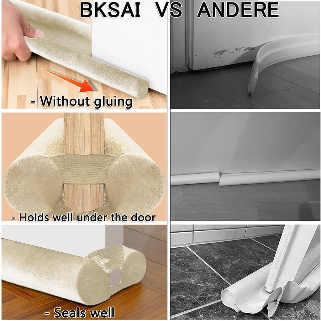 BKSAI Door Draft Stopper for Doors No Adhesive Draught Excluder Under Door Wind Blocker for Bottom of Door,Reduce Noise Draught Excluder Sweep Sound Proof (Beige 24-29IN / Distance Under The Door 1IN)