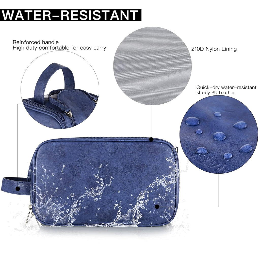 Elviros Travel Toiletry Bag for Men, Shaving Dopp Kit Water-resistant Bathroom Small Toiletries Organizer PU Leather Cosmetic Bags