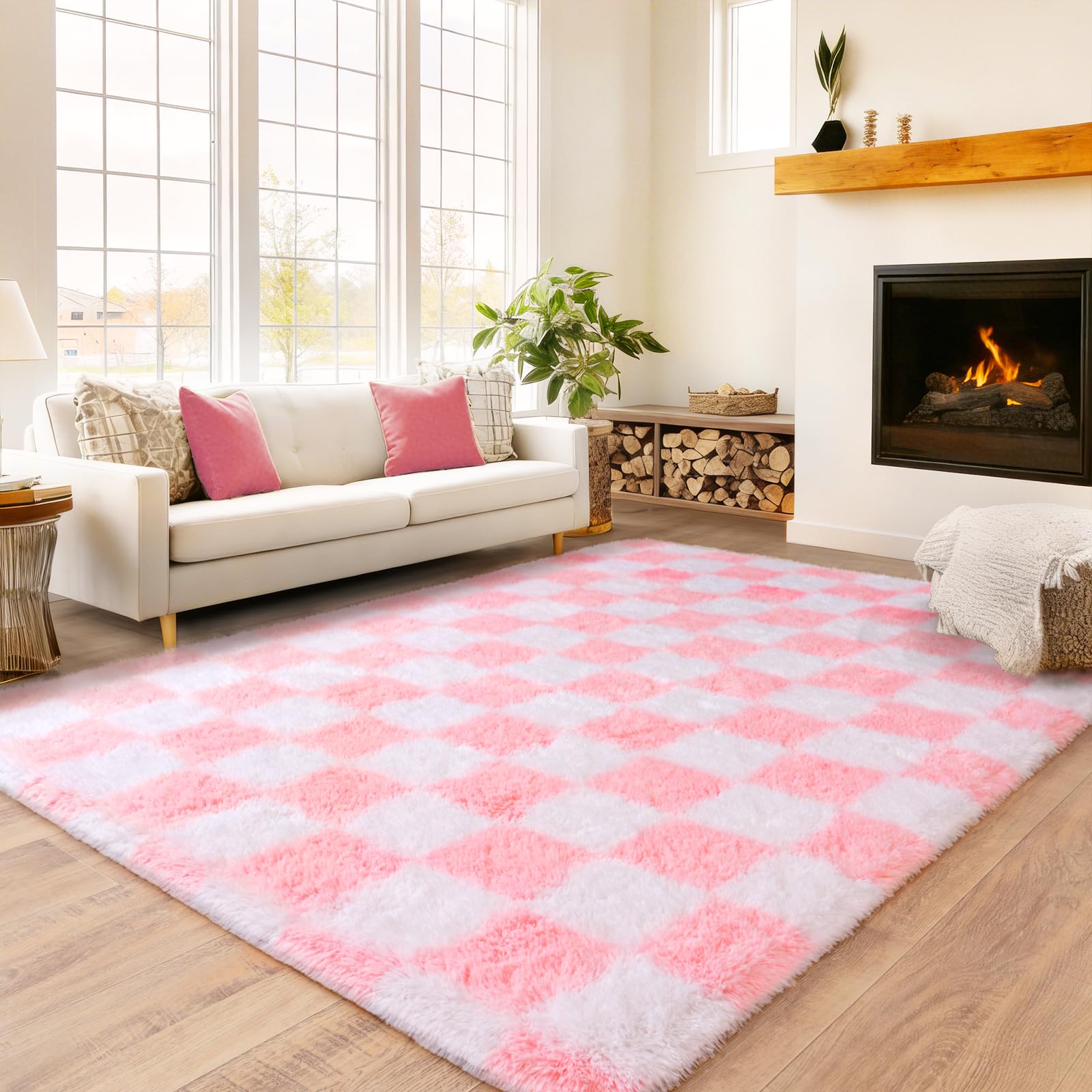 Awaytail Fluffy Rug Washable 2x3 Feet, Pure Black Desk Chair Rug Non-Slip, Super Soft Kids Rug for Boys Nursery Dorm Decor