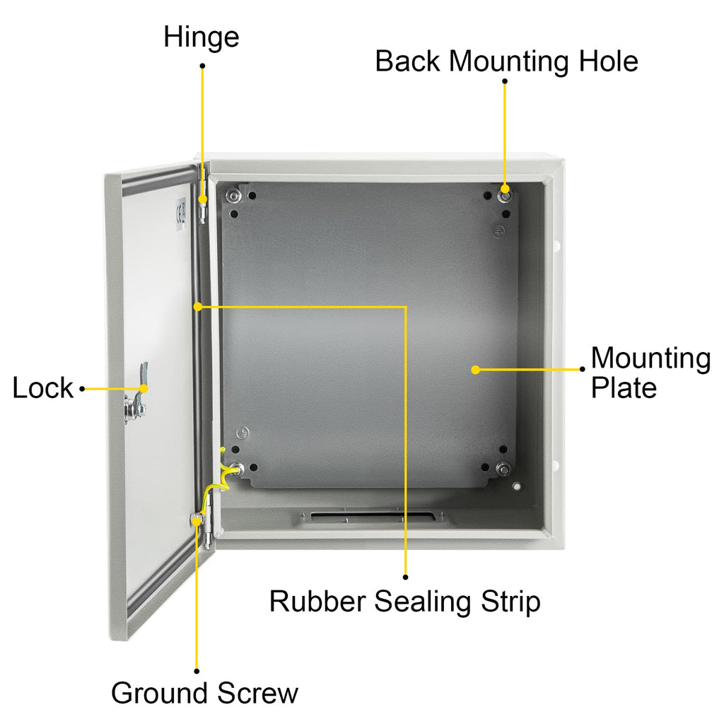 VEVOR NEMA Steel Enclosure, 8" x 8" x 6" NEMA 4X Steel Electrical Box, IP66 Waterproof & Dustproof, Outdoor/Indoor Electrical Junction Box, with Mounting Plate