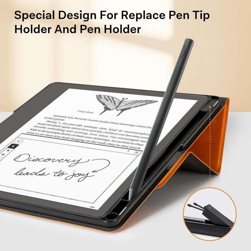 CoBak Stand Case for Kindle Scribe - Premium Folio Leather Cover with Pen Holder, Auto Sleep/Wake - Compatible with 10.2 Inch Kindle Scribe (2022/2024 Release)