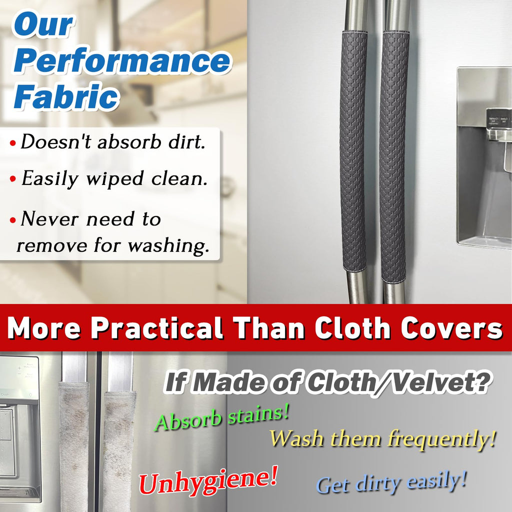 Refrigerator Door Handle Covers, Set of 4, Performance Appliance Handle Covers, Non-Slip Fridge Door Handle Covers, Keep Your Kitchen Clean, Microwave Oven Dishwasher door Handle Protectors(Brown)