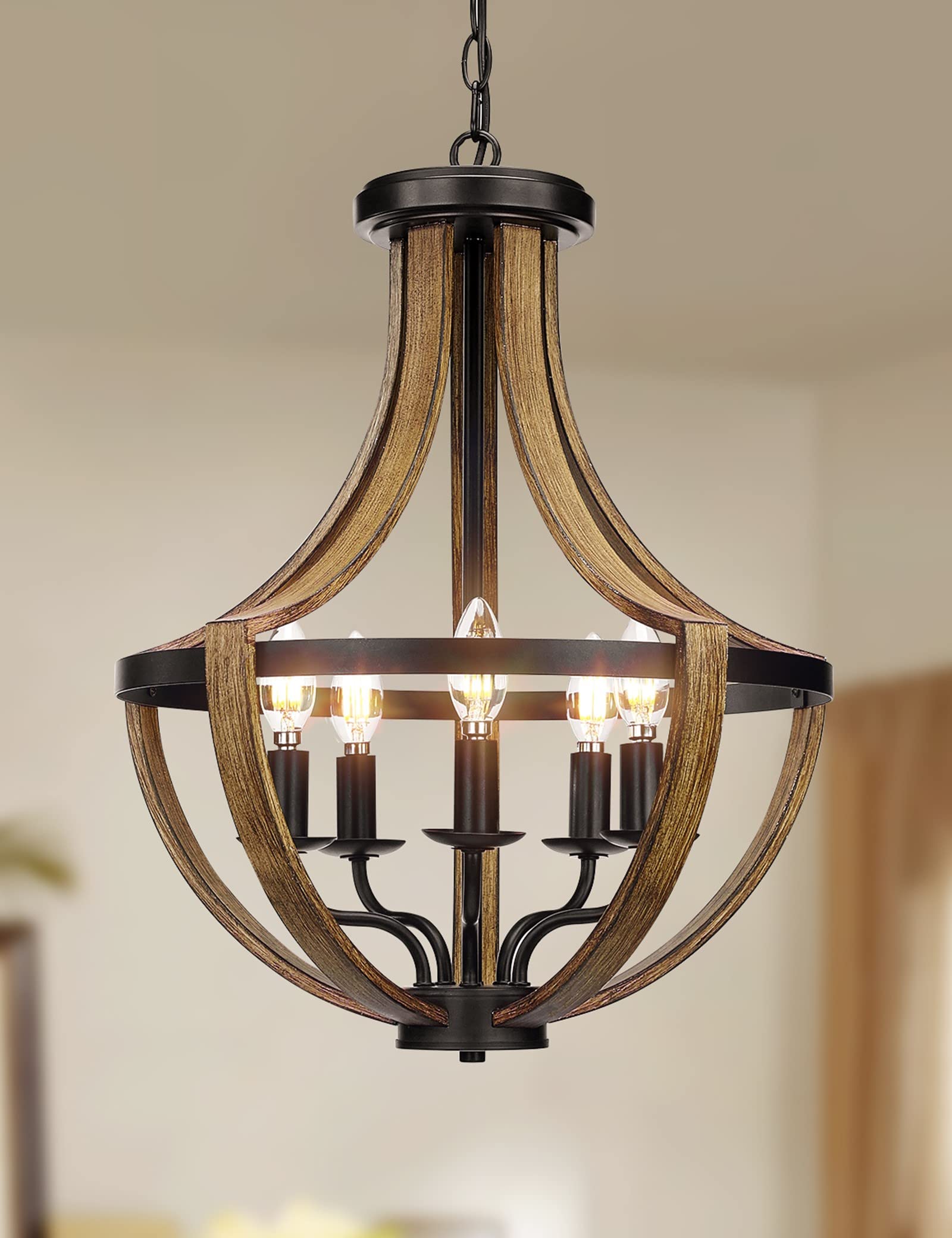 13.1" Modern Farmhouse Hanging Pendant Lighting, 4-Light Rustic Interior Flush Mount Ceiling Light Fixture, Vintage Chandelier for Hallway Foyer Dining Room Entryway Kitchen Island Bedroom