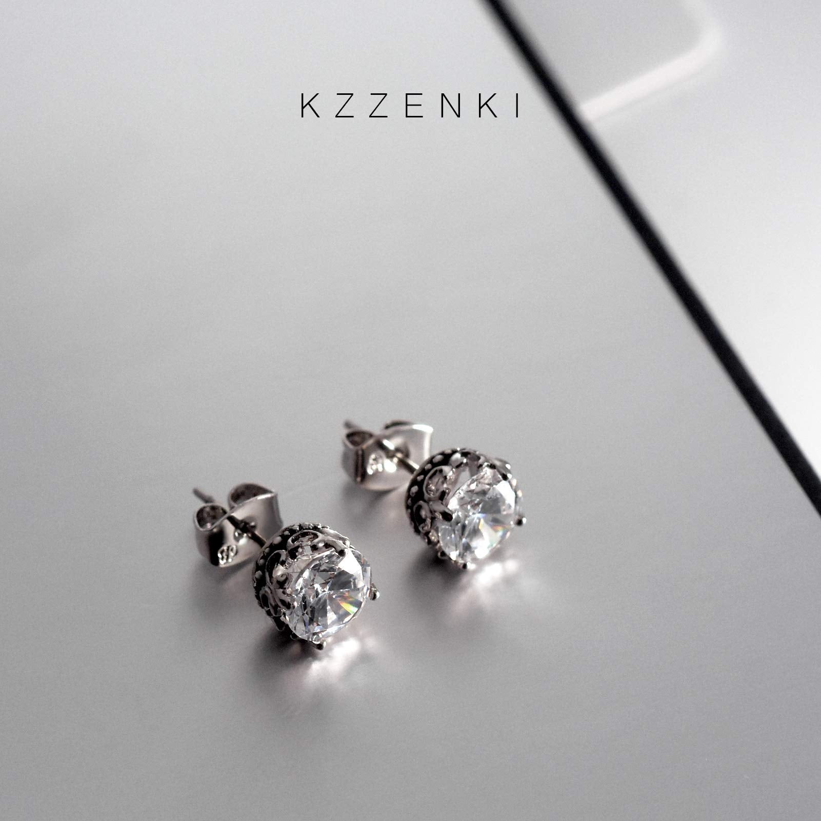Retro Dark Shadow Stud Earrings, Hypoallergenic Stainless Steel Cubic Zirconia Earrings