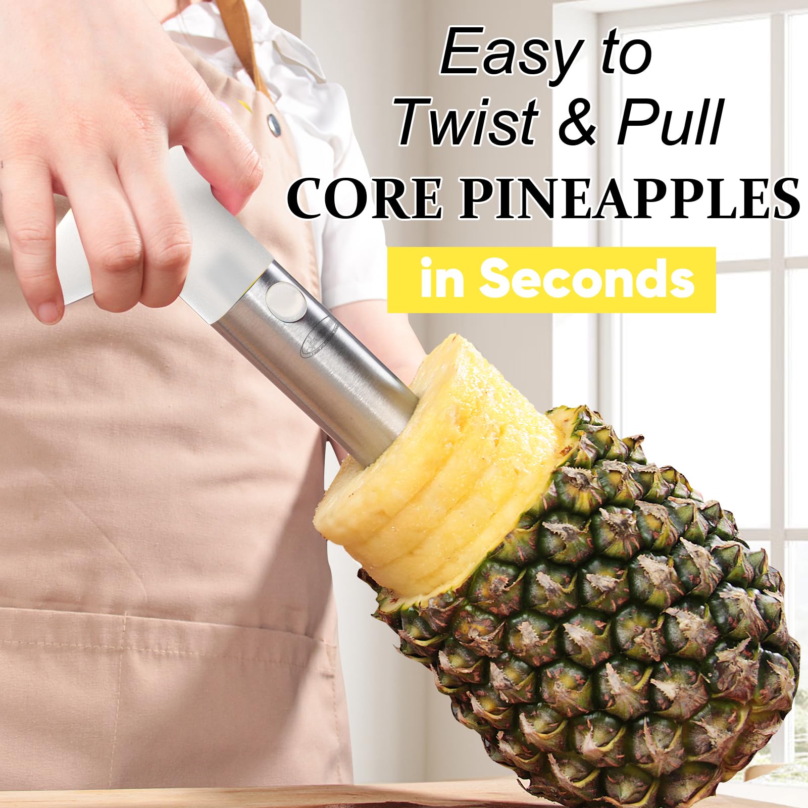 Pineapple Corer, [Upgraded, Reinforced, Thicker Blade] Newness Premium Pineapple Corer Remover, Stainless Steel Pineapple Core Remover Tool for Home & Kitchen with Sharp Blade for Diced Fruit Rings